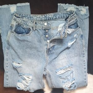 Vanilla Star Women's Light Blue Ripped Boyfriend Jeans